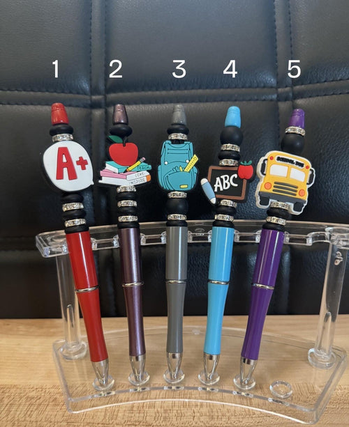 Beaded Teacher Pen, Handmade Ballpoint Pen, Educator Gift, Teacher Appreciation Gift, School Themed Present