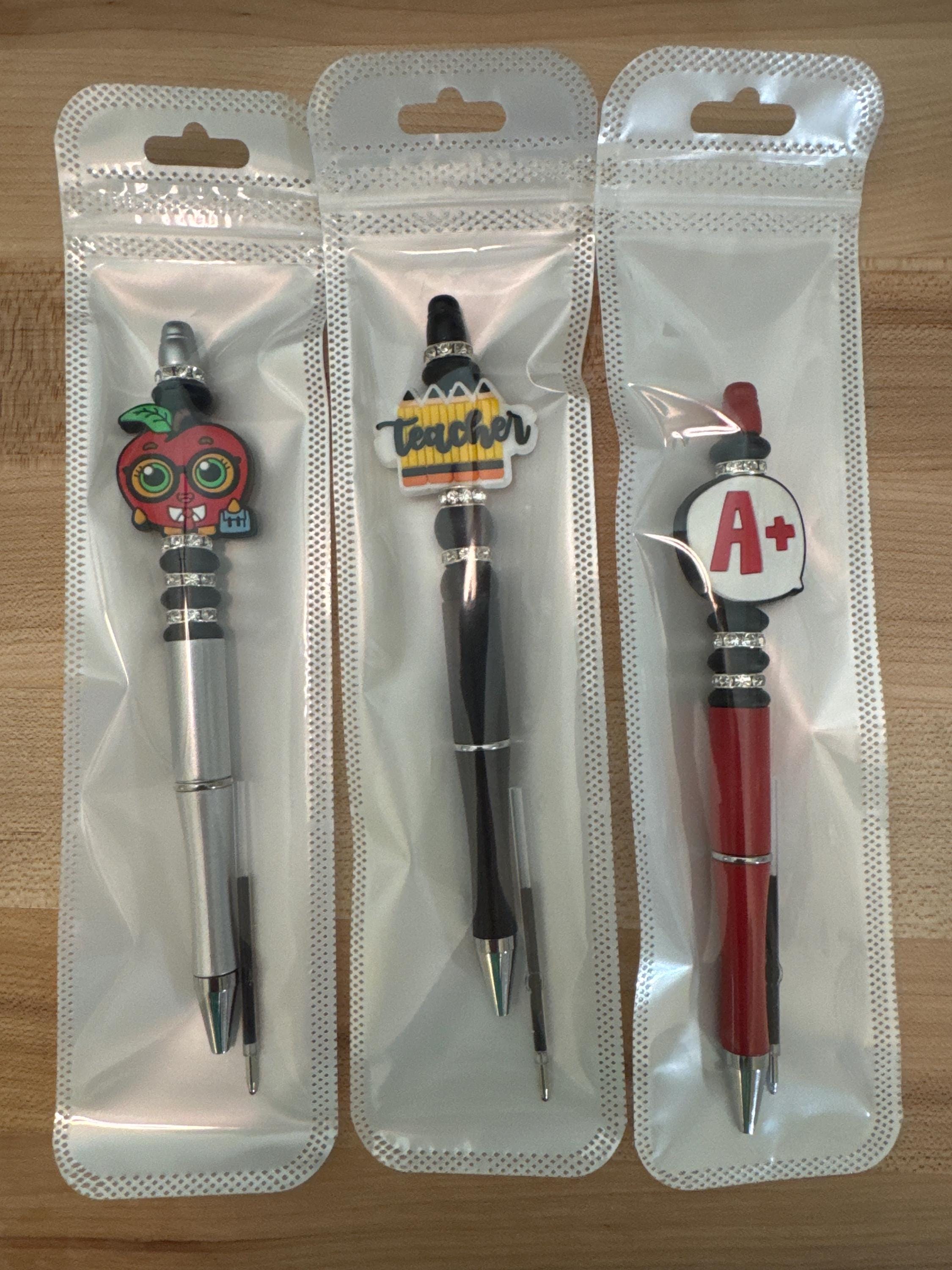Beaded Teacher Pen, Handmade Ballpoint Pen, Educator Gift, Teacher Appreciation Gift, School Themed Present