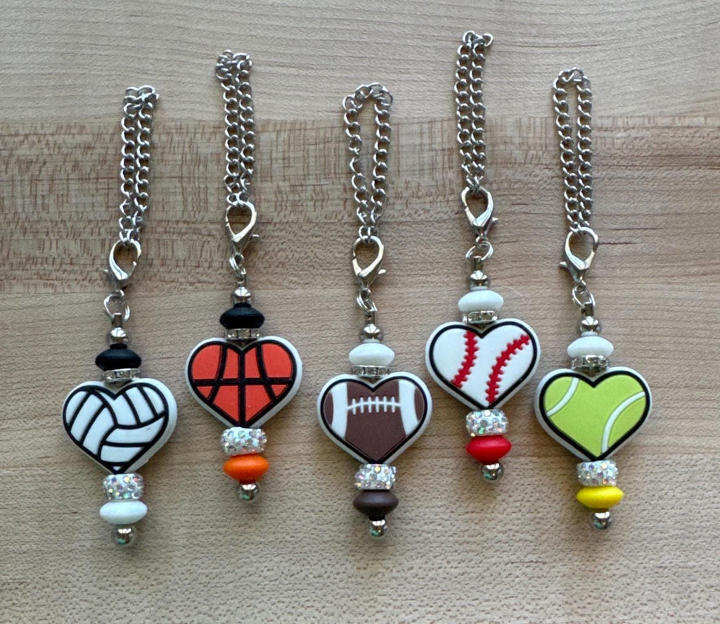 Sports Tumbler Charm, Volleyball Basketball Baseball Football Tennis Cup Accessory, Sports Mom Gift, Team Bag Backpack Decor, Handmade Cute Gift