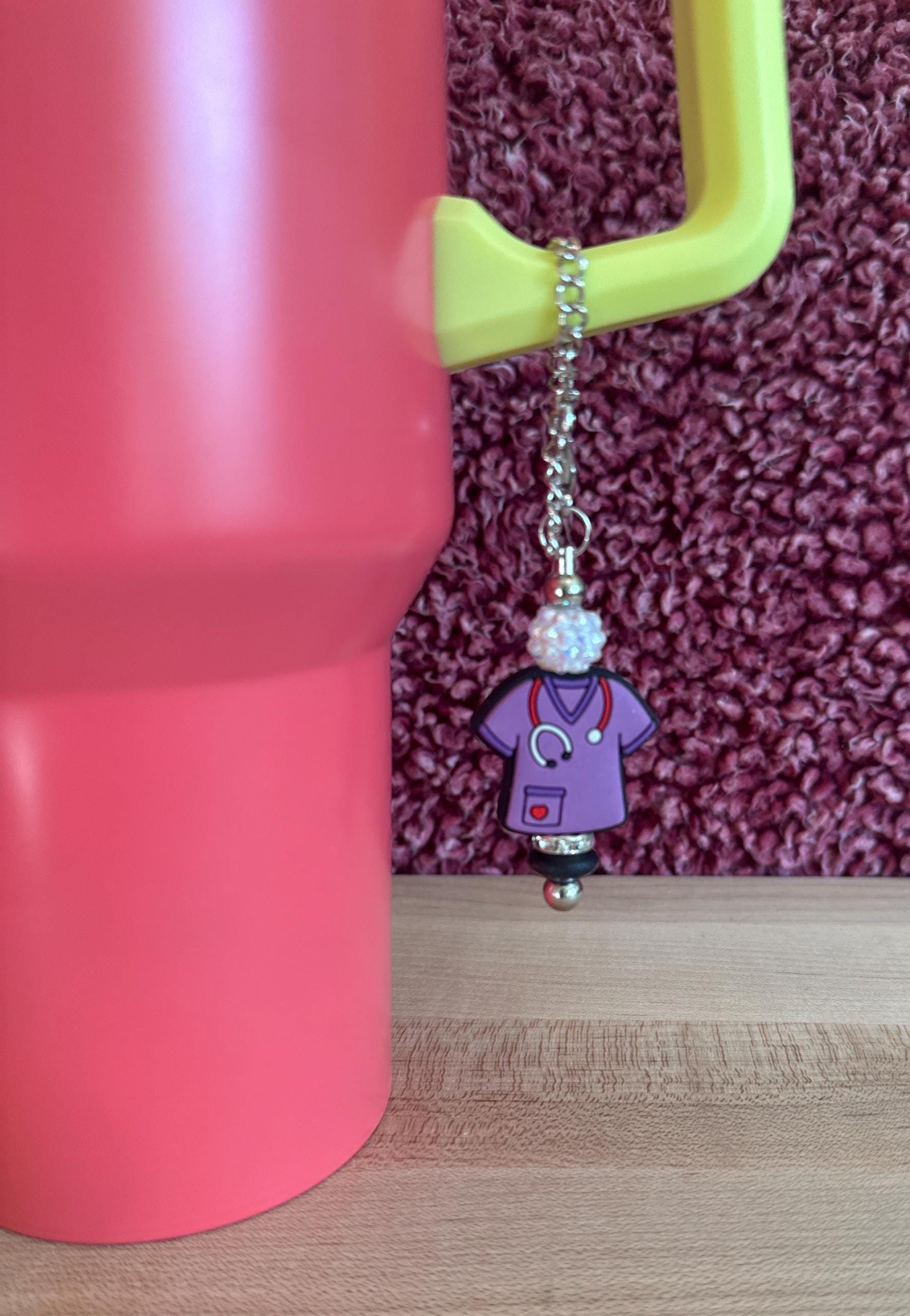 Beaded Nurse Clip On Charm, Fun Medical Decoration for Personalized Tumblers, Doctor Accessory