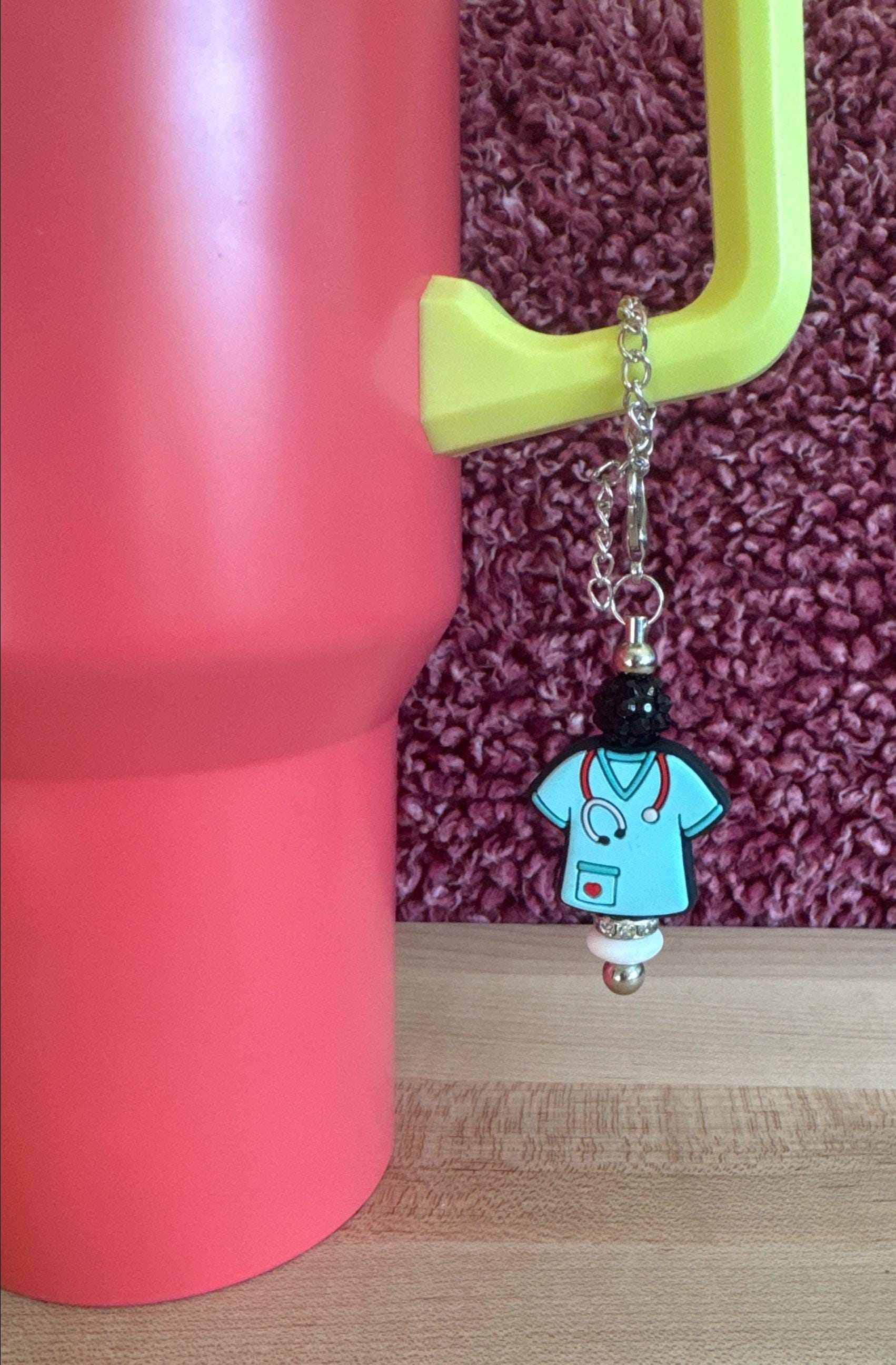 Beaded Nurse Clip On Charm, Fun Medical Decoration for Personalized Tumblers, Doctor Accessory