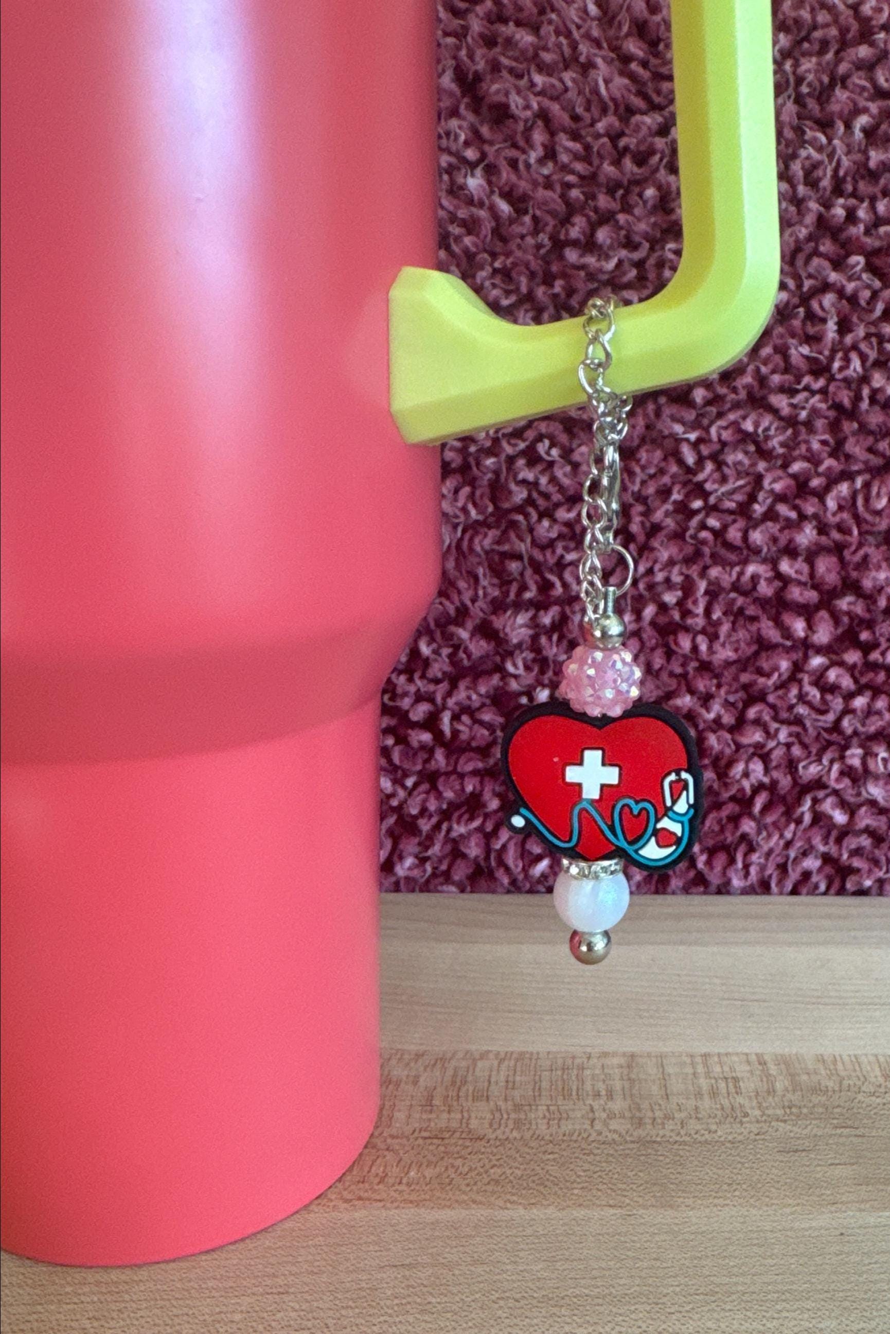 Beaded Nurse Clip On Charm, Fun Medical Decoration for Personalized Tumblers, Doctor Accessory