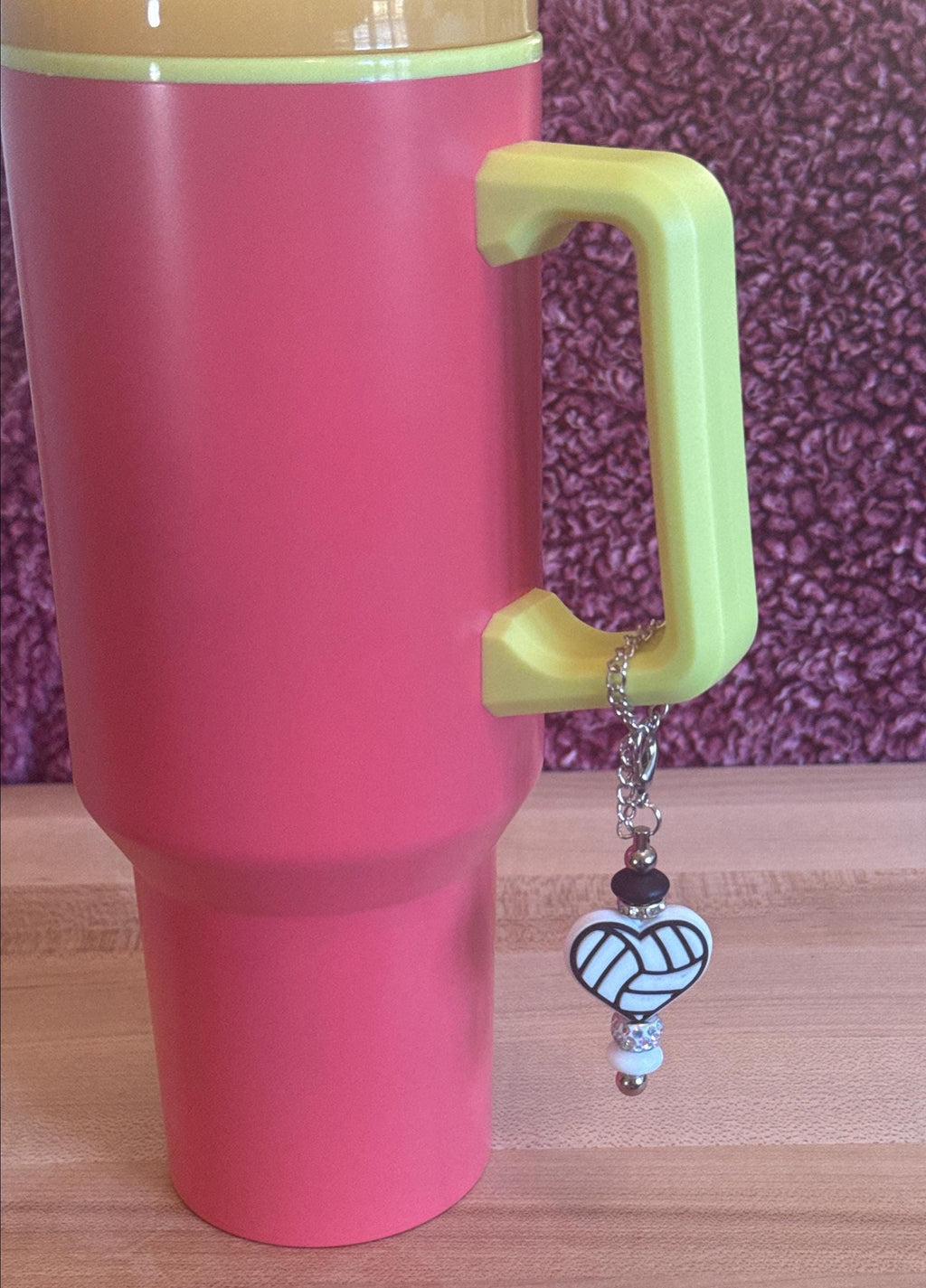 Sports Tumbler Charm, Volleyball Basketball Baseball Football Tennis Cup Accessory, Sports Mom Gift, Team Bag Backpack Decor, Handmade Cute Gift