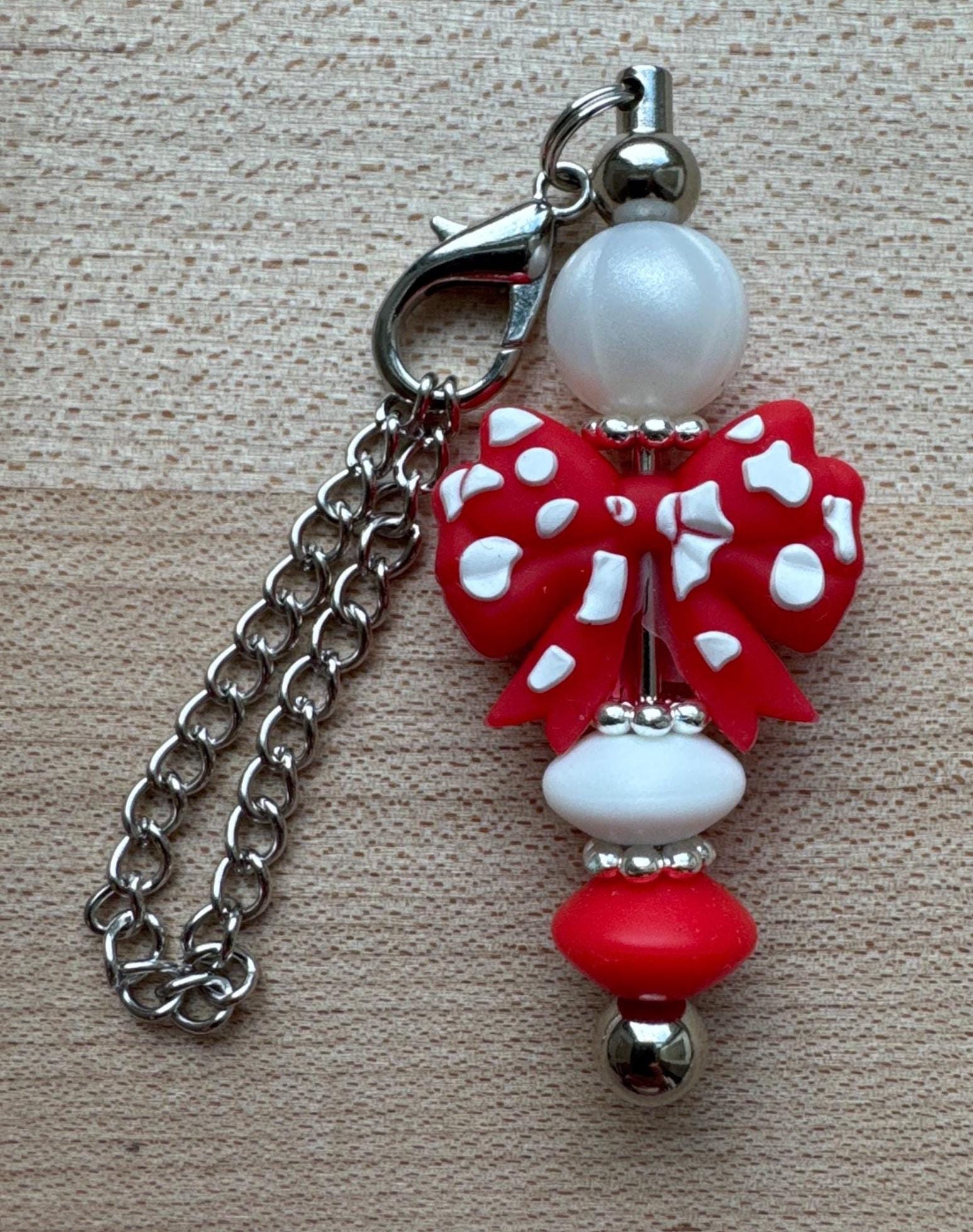 Bow Bead Cup Charms, Cute Tumbler Accessory, Girlie Water Bottle Decor, Purse Bag Tag, Coquette Keychain