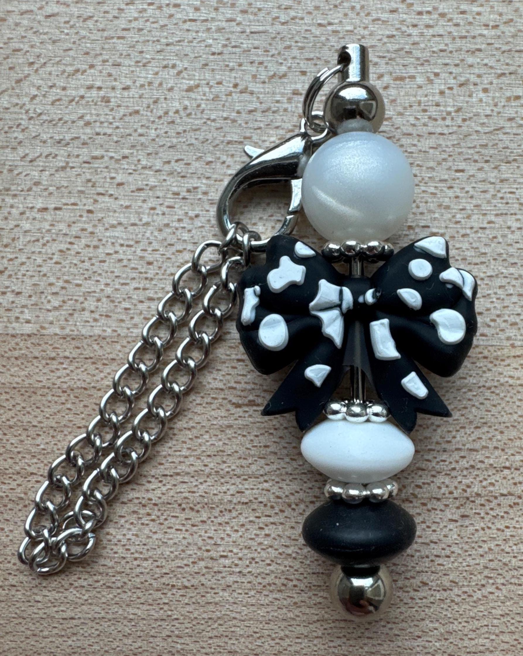 Bow Bead Cup Charms, Cute Tumbler Accessory, Girlie Water Bottle Decor, Purse Bag Tag, Coquette Keychain
